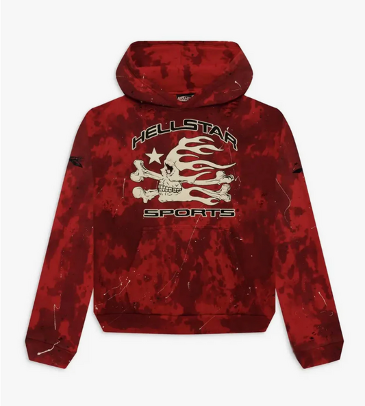 Hellstar Sports Red Tye-Dye Skull Hoodie