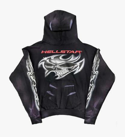 Hellstar Airbrushed Skull Hoodie Black